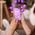 hands holding smartphone social media concept